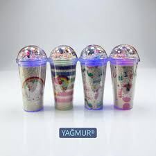 Unicorn Figürlü Işıklı ve Pipetli Matara Bardak