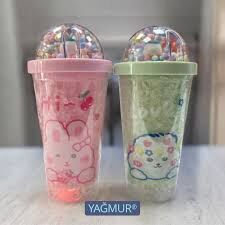 Sevimli Cute Işıklı Pipetli Bardak