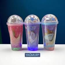 Unicorn Işıklı Pipetli Bardak