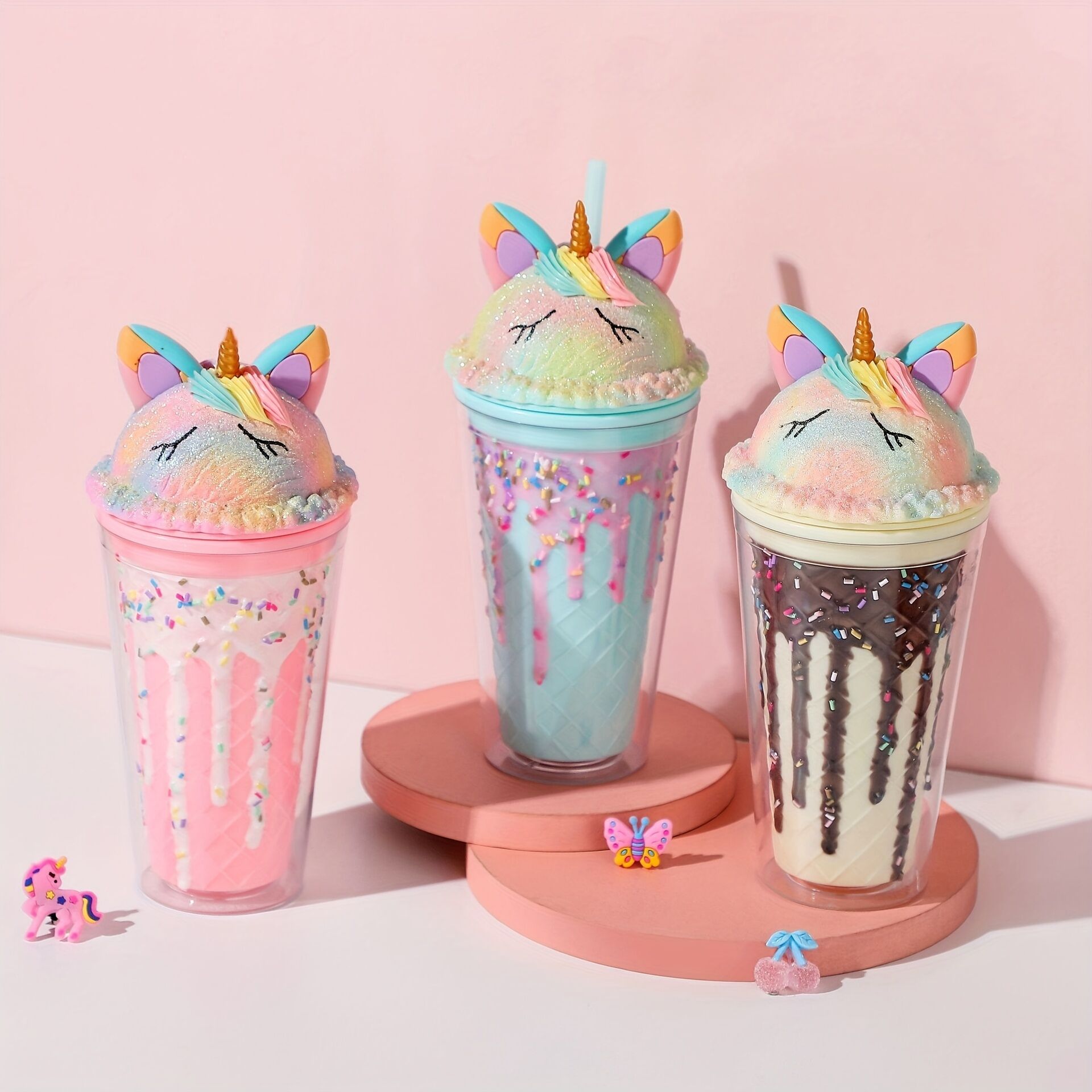 Unicorn Dondurma Modeli Pipetli Bardak