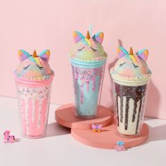 Unicorn Dondurma Modeli Pipetli Bardak