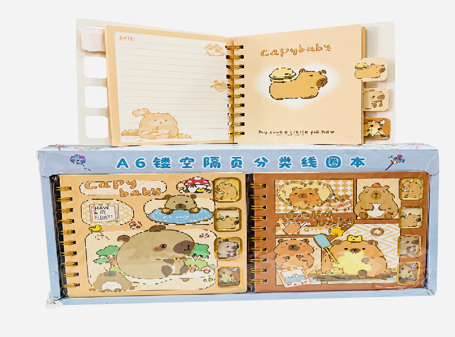 Capybara Ayraçlı Stickerlı A5 Defter 12'li Paket